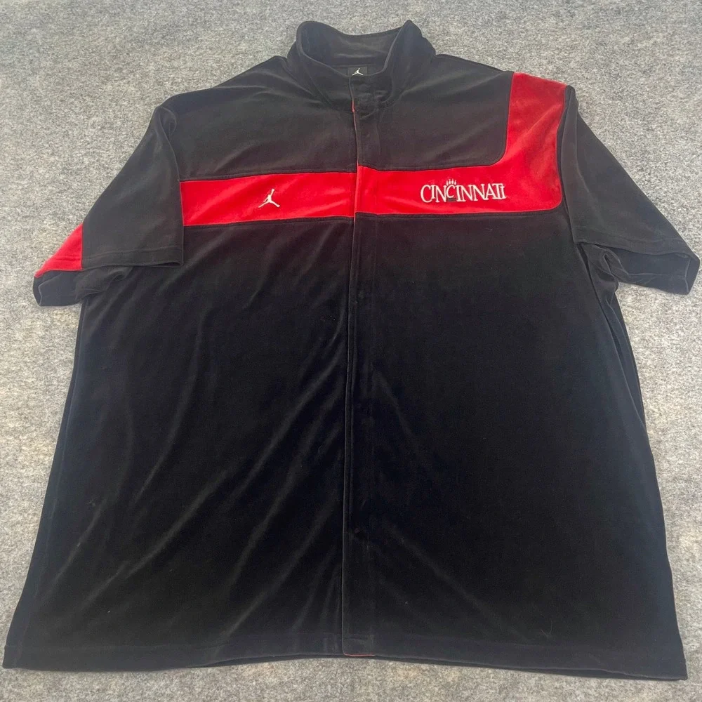 VTG Jordan Cincinnati Bearcats Warmup Jacket 4XL Velour Jumpman Black Red RARE